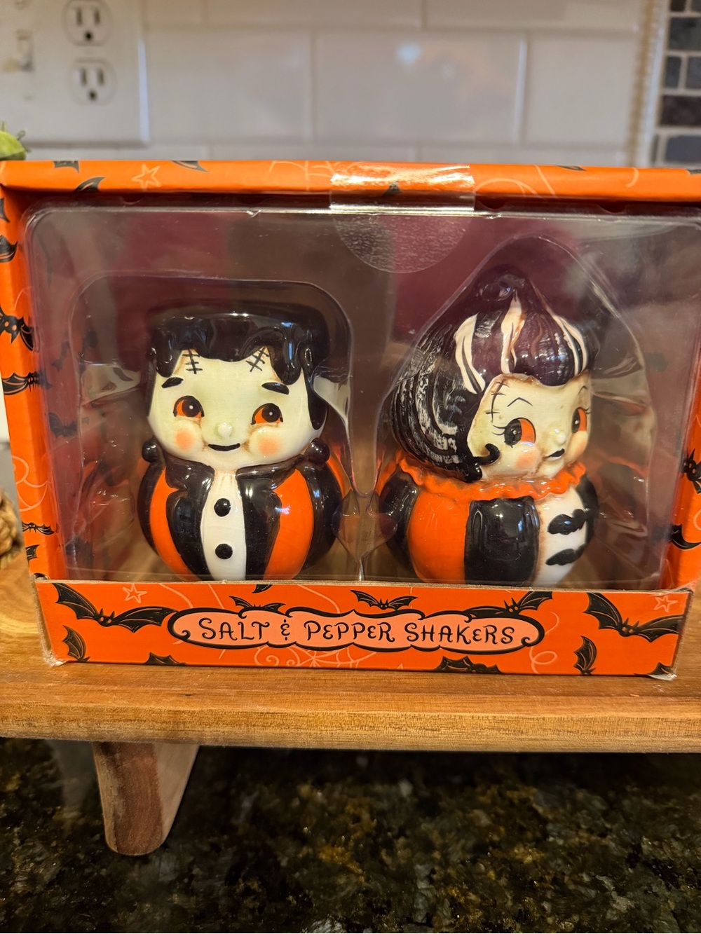 NEW Johanna Parker Frankenstein & Bride of Frankenstein Salt & Pepper Shaker Set